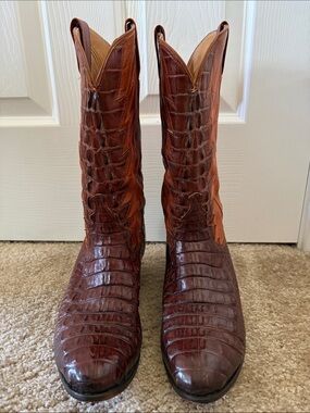 Gary Tucker Las Vegas Men's Brown Croc-Embossed Leather Western Boots Size 10/11